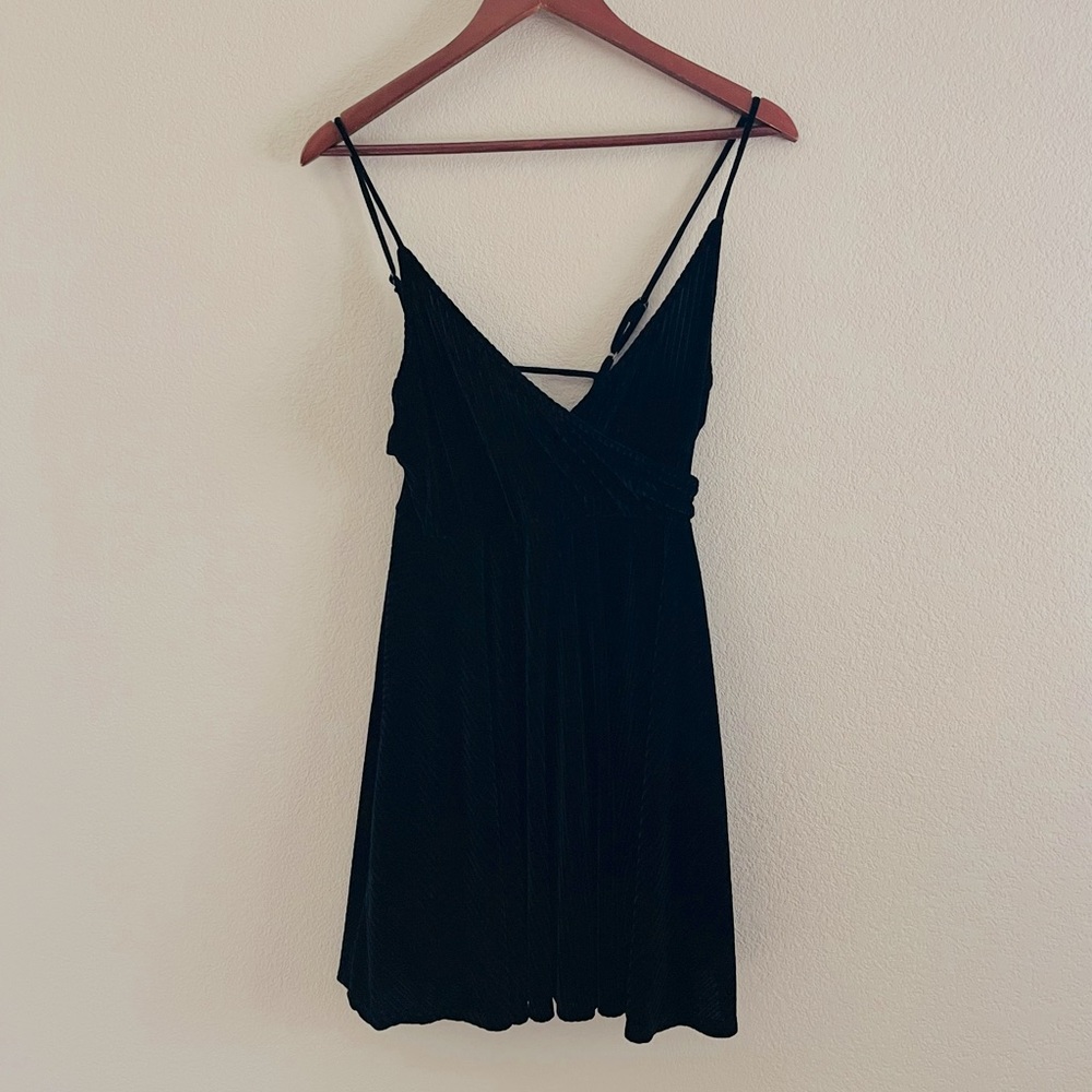 Black crushed velvet dress